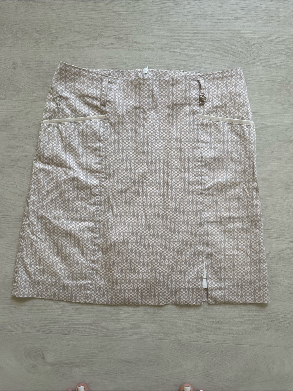 Women's Golfino Beige Patterned A-Line Skirt